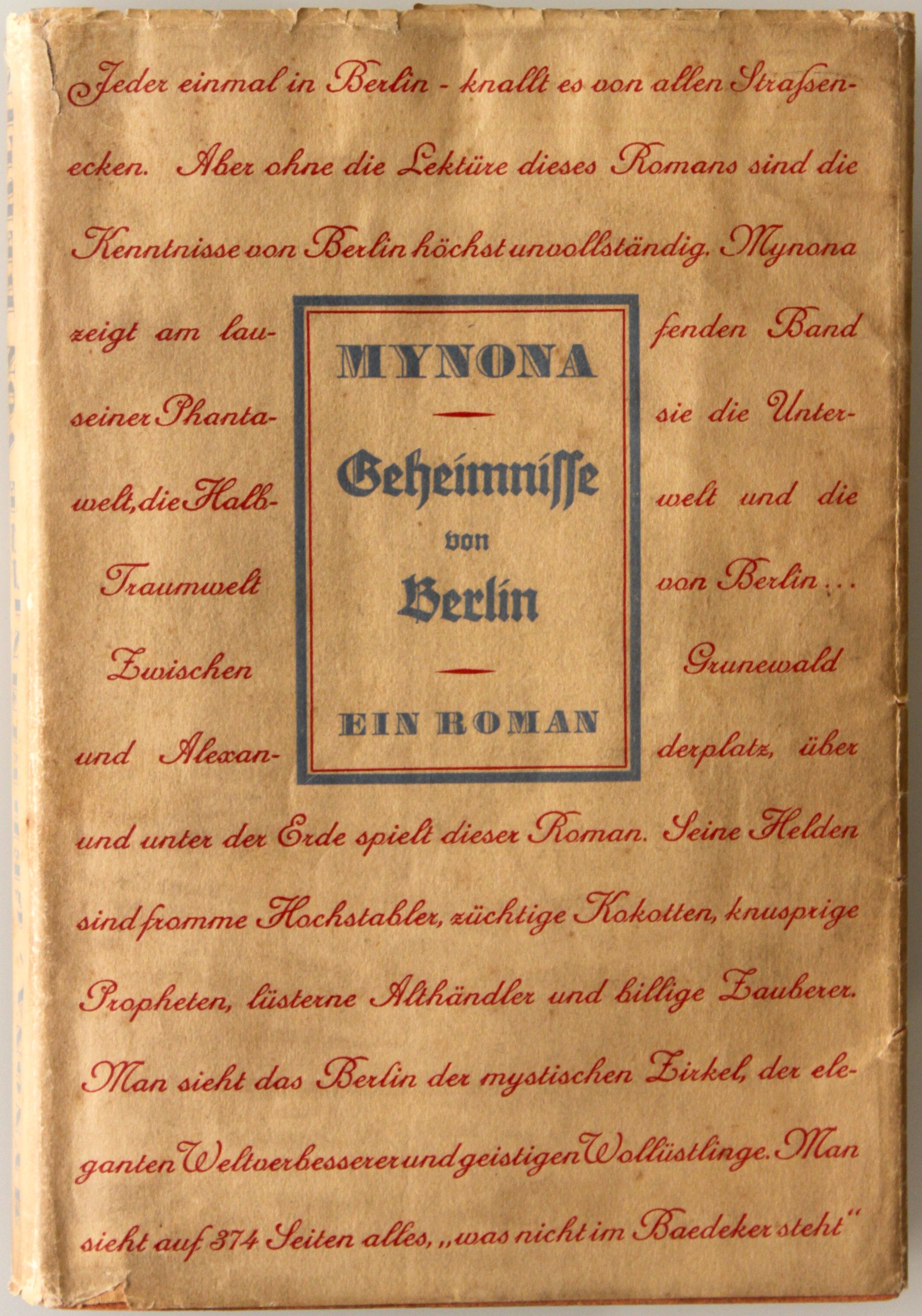 Mynona, Geheimnisse von Berlin. Paul Steegemann, 1931