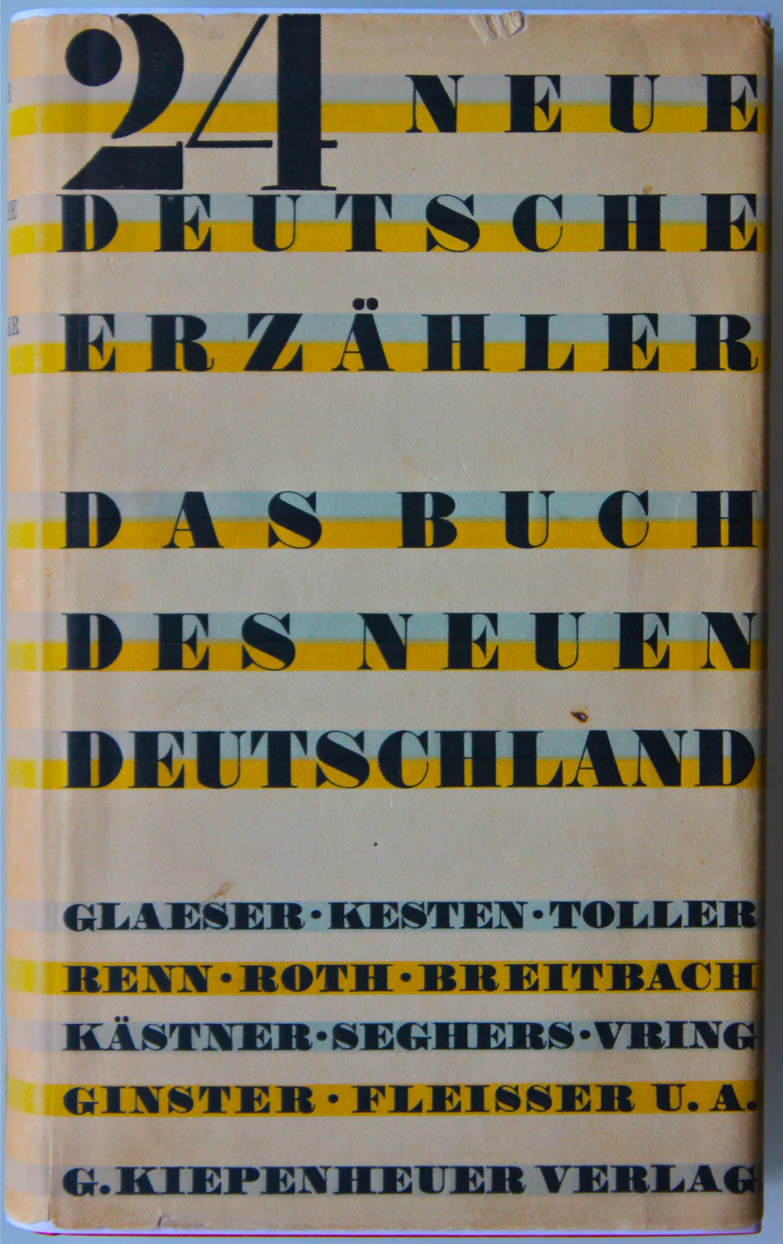 24 neue deutsche Erzähler, Kiepenheuer, 1.-5. Tsd. 1929. Umschlag I